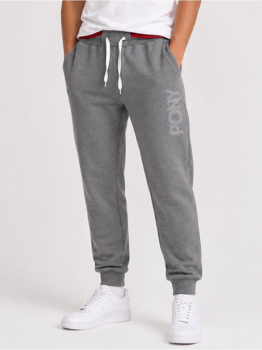 PONY - Grey Jogger Sweatpants - Red Detail - Size Large